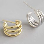 Gold Triple Hoop Earrings Photo 1