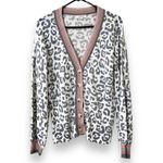 Andree by Unit  Gray and Pink Ribbed Knit Cardigan Sweater animal print v-neck Photo 8