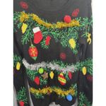 No Boundaries  Sweater Womens Small Black Ugly Christmas Tree Tinsel 3D Pom Pom Photo 1