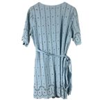 Tularosa Rocky Wrap Dress Womens M Pastel Blue Eyelet Embroidered Cottagecore Photo 4