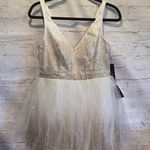 Lulus Dress Medium Sparkling White Tulle Ballerina Dream Cream Gold Skater Dress Photo 0