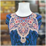 Just Cavalli  Geometric Mini Dress Womens Size Medium Blue Black Motif Photo 4