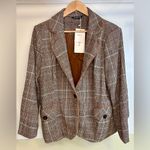 BloomChic UK Classic Checkered Blazer 12 Brown Photo 1