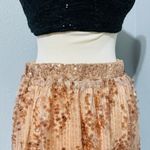 ZARA New Gold High Waist Christmas Long Sequin Skirt Size L A-Line Silhouette Photo 5