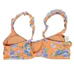 Aerie  Scoop Floral Ruffle Bikini Top Swimsuit Orange Blue Purple XL Photo 1