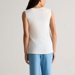 Quince  Cotton Modal Muscle Tank High Neck‎ White Size XL Photo 3