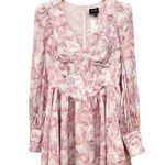 Bardot NWT Zelina Long Sleeve Mini Dress Corset Bodice Pink Floral Size 4 NEW Photo 1