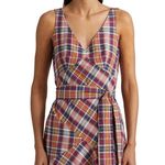 Ralph Lauren Lauren Madras Plaid Belted Midi Dress, NWT, Size 18 Photo 2
