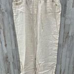 JM Collection NWT Beige 100% Linen Wide Leg Flowy Pants Vacation Beach Photo 0
