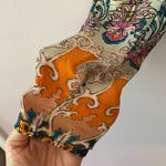 Maria Cher. Blue Purple Floral Abstract Blouse Rouched Cropped Silk size Large Photo 11