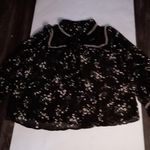 Blu Pepper Black/Pink Sheer Floral Secretary Bow Blouse S Balletcore Boho Prints Photo 3