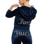 Juicy Couture 🔥 Bling OG Velour Iconic Tracksuit Hoodie Pants Atlantis Blue XL Photo 10