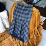Balenciaga New Godet Stretch Wool Plaid Peplum Skirt in Grey and Black Photo 5