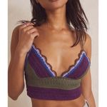 Free People NEW Another Weekend Longline Bralette Crochet Knit Bra Purple XS Photo 5