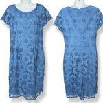 Talbots  Dress Sunflower Lace Sheath Short Sleeve Cornflower Blue Size 6 Feminine Photo 15