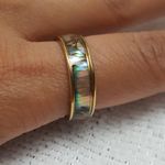 18k Gold Tone Abalone Shell Ring Band Multiple Size 8 Photo 2