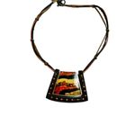 Chico's  southwestern cowgirl necklace red and gold toned design Photo 1