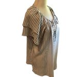 Adrienne Vittadini  White Grey & Silver Striped Blouse BRAND NEW W/Tags Photo 3
