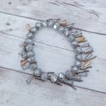 Dusky Grey Blue Stretch Bracelet with Dangles Photo 1