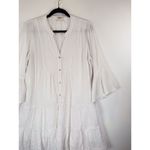 Faherty Dress White Mini Gauze Kasey V Neck Tiered Flared Coastal Cowgirl Medium Photo 7