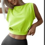 *NWT* Neon Lime Green Sleeveless Cropped Athletic Top Photo 0