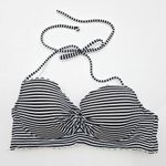 Victoria's Secret Black White Stripe Halter Padded Bikini Top S 34B Swimwear Photo 0
