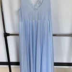 American Vintage Vintage Sky Baby Blue Cinderella Silky Lace Maxi Slip Dress Miss Elaine XL Photo 2
