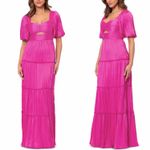 AQUA  Pleated Cutout A-Line Maxi Dress In Pink Size 0 Formal Wedding Guest Photo 7