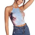 Windsor Halter Tie Dye Y2K Cropped Tank Top Women’s Size Large Blue Orange Photo 1