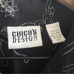 Chico's Design Embroidered Black Button Front Top Chalk Vibe Smile Love Medium Photo 1