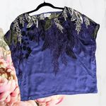 Anthropologie 🍁 Purple Floral Silk Blouse Photo 0