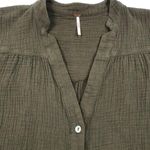 Free People  Changing Horizons V Neck Top Sz S Olive Green Gauze Oversize Boho Photo 4