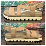 Sorel NWOB Women's Roaming Criss Cross Platform Sandals Khaki 8 Photo 1