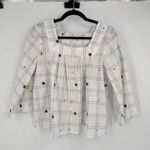 Madewell Embroidered Windowpane Square-Neck Button-Down Top White White Wash XS Photo 1