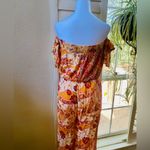 Free People  Carmen Boho Floral Orange Jumpsuit Flowy size small Photo 10