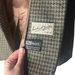Vintage Irish Wool Blazer with Suede Collar Houndstooth Green Size L Photo 1