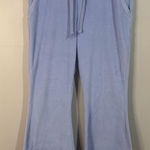 Aerie  Blue Velour High Waisted Super Flare Leg Drawstring Pants Size Small Photo 0