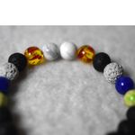 Source Unknown Everyday Casual Beach Party Black Lava Rock/Colorful Beaded 5" Stretch Bracelet Photo 1