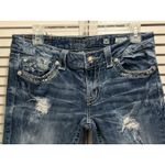 Miss Me  Cuffed Skinny Jeans Embroidered/Gem Distressed Logo Size 30 Low Rise Photo 1