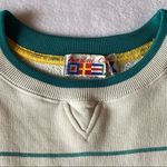 Vintage Marine Club Striped Crew Neck Sweatshirt Faded White Teal Size Large Photo 11