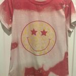 Women Loose T Shirts Cute Happy Smile Graphic Tees Small Pink Photo 0
