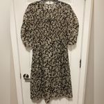 Rebecca Taylor *** Osaka Silk Blend Cream Floral Ruched Puff Sleeve Midi Dress Photo 10