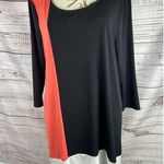 Chico's  1 Tunic Top Womens M 8 Scoop Neck Long Sleeve Colorblock Stretch Photo 0