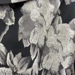 Alex Evenings  Floral Faux Wrap Blouse Top Black Silver Portrait Collar Small Photo 4