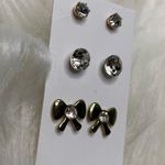 NWOT Gold Stud Faux Diamond/ Bow Earring Photo 3