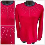 Laura Scott Christmas Sweater Long Sleeve Pullover Knit Soft Sweater Rhinestones Women’s S Photo 1