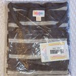 LuLaRoe  Julia Bodycon Midi Dress XXS Gray Brown Stripe Short Elbow Sleeve NEW! Photo 0