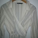 ZARA  L Beige Wrap Top Indian Striped Cotton Long Dress Photo 1