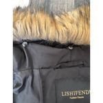 LISHIFENDI Women's Black Puffer Coat with Faux Fur Hood Size M Size M Photo 8