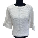 Anthropologie  Sweater Women's Small Rosie‎ Neira White Cotton Knit Bell Sleeves Photo 0